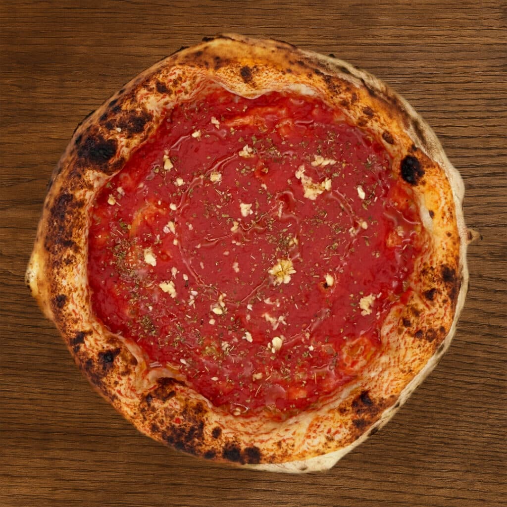 Pizza Marinara artisanale avec sauce tomate, ail et origan – 500° Pizza Marseille