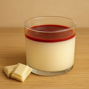 Dessert panna cotta au chocolat blanc servi par la pizzeria 500 degrés à Marseille