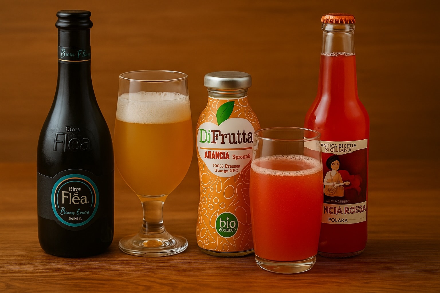 Bière artisanale italienne, jus d’orange bio et soda à l’orange sanguine – 500° Marseille