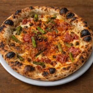 Pizza Asperges artisanale cuite au four à 500 degrés – 500 Degrés Pizza, Marseille