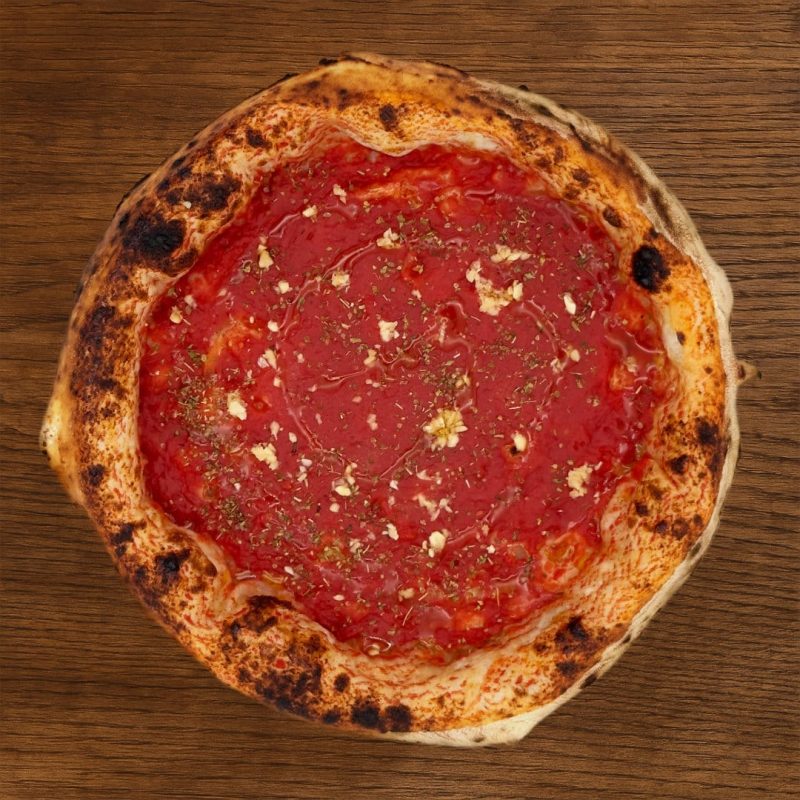 Pizza Marinara artisanale avec sauce tomate, ail et origan – 500° Pizza Marseille
