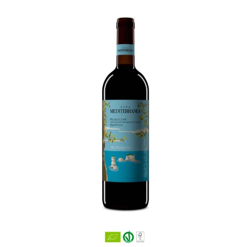 Bouteille de vin rouge bio Primitivo Salento disponible chez 500° Pizza à Marseille