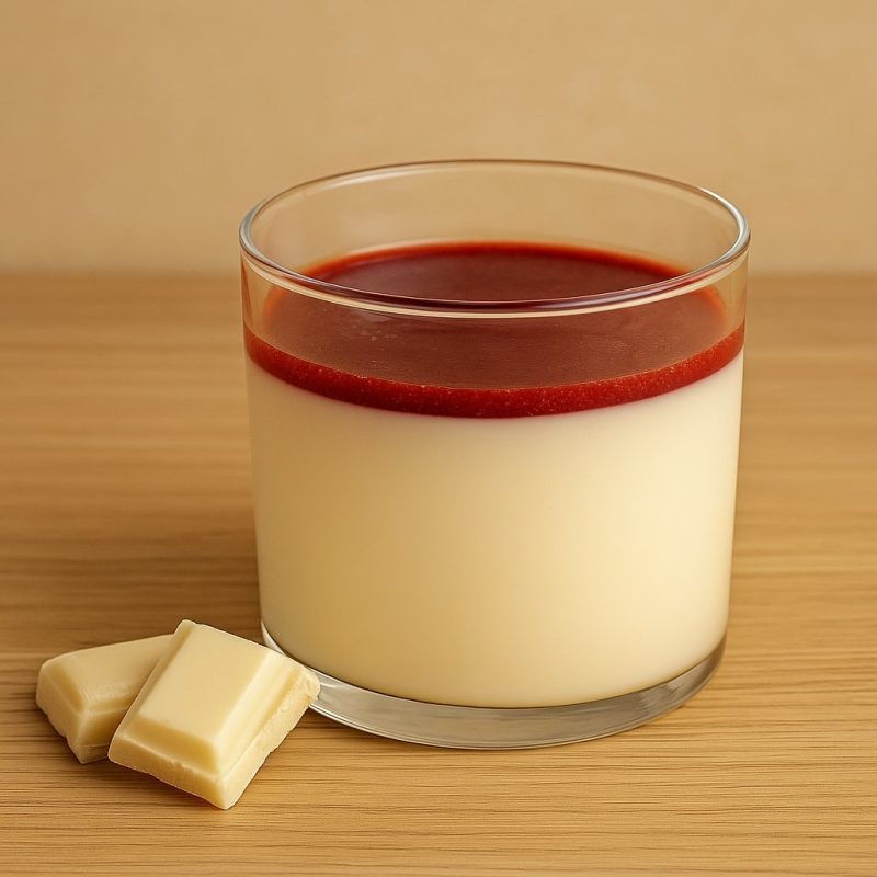 Dessert panna cotta au chocolat blanc servi par la pizzeria 500 degrés à Marseille